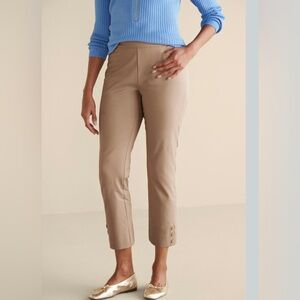 NEW Soft Surroundings Crop Pants Women S Superla Stretch Straight Pull On Khaki